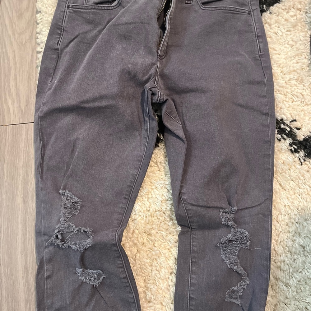Women's Distressed Gray Jeans
